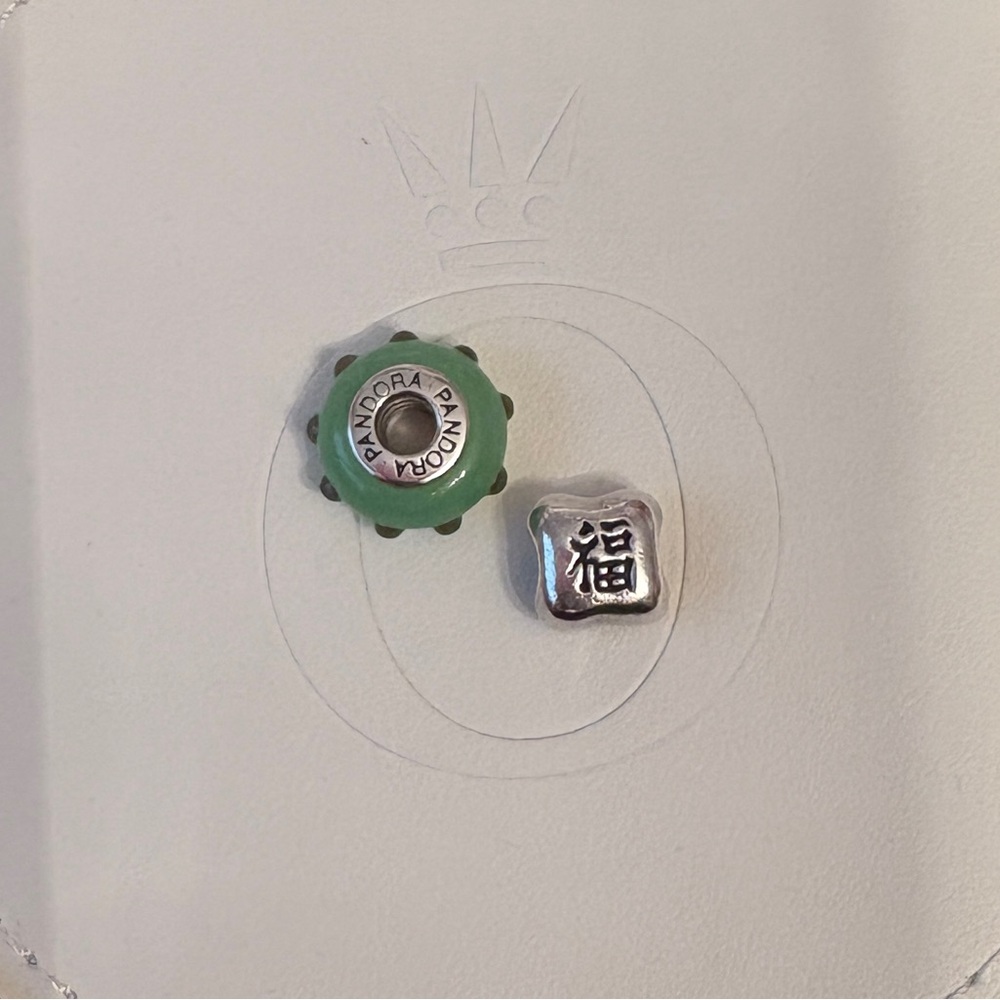 Pandora Jade Colour Murano Glass Charm and Happiness Symbol Charm